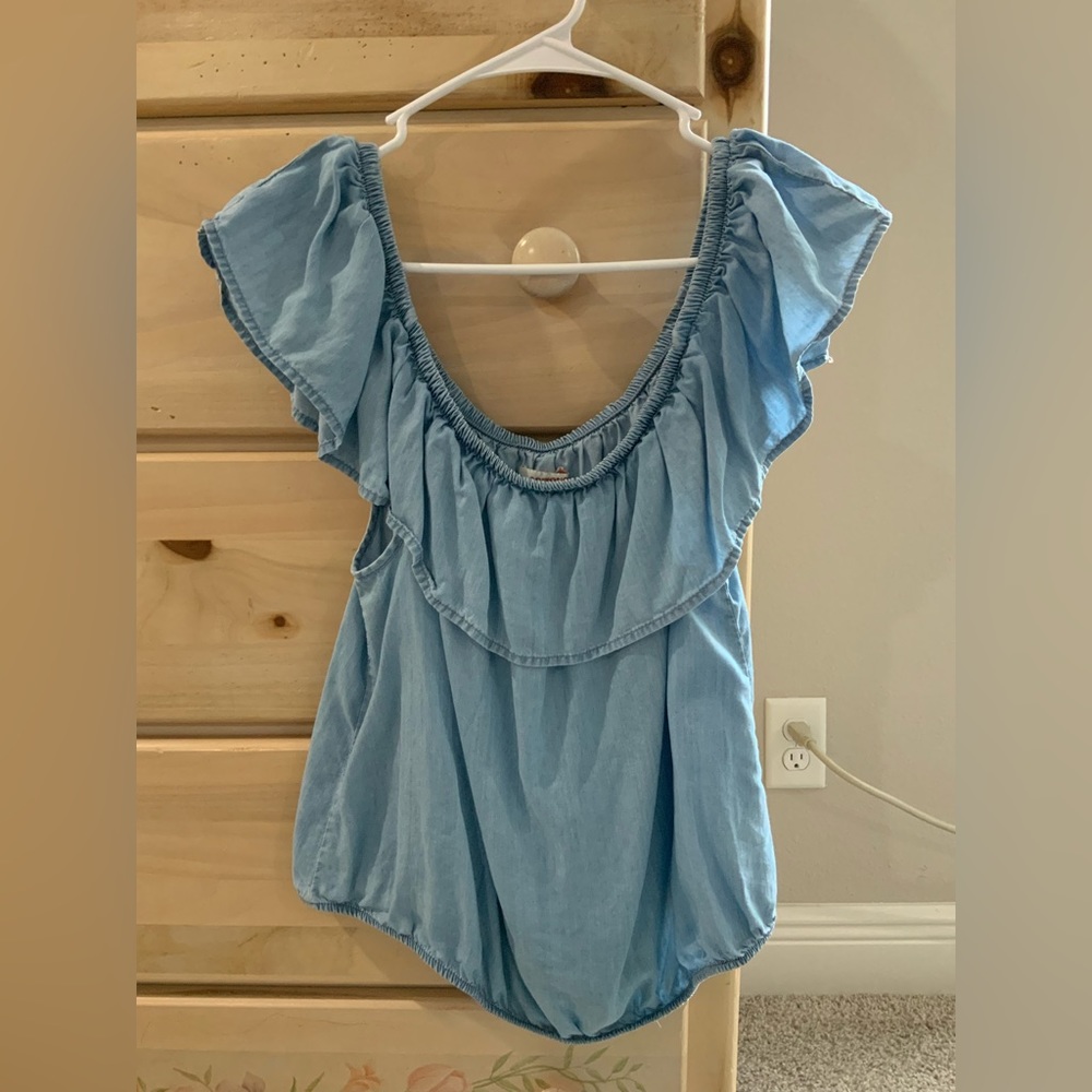 Arizona Jean Women’s XL Shoulder-less Jean Blue Top